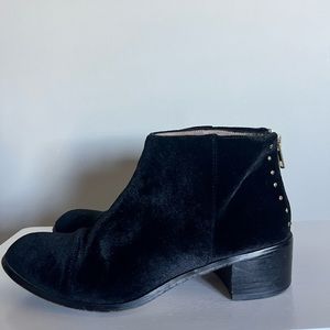Anthropologie Round-Toe Velvet Ankle Boots